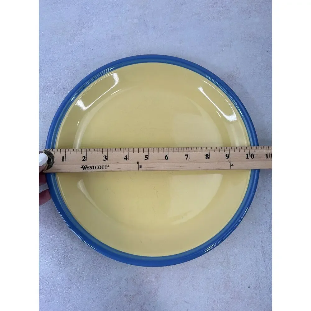 Vintage Yellow And Blue Market Square‎ Colorstones Japan Dinner Plates 10.5 Inch